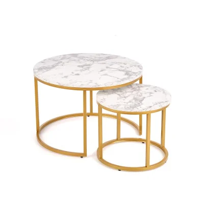 PAOLA COFFEE TABLES, SET OF 2 PCS. MARBLE / GOLD